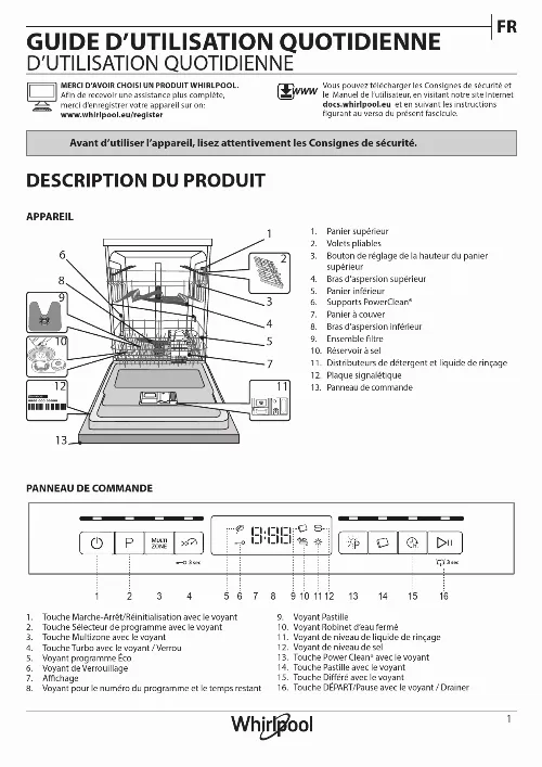 lave vaisselle whirlpool manuel dutilisation