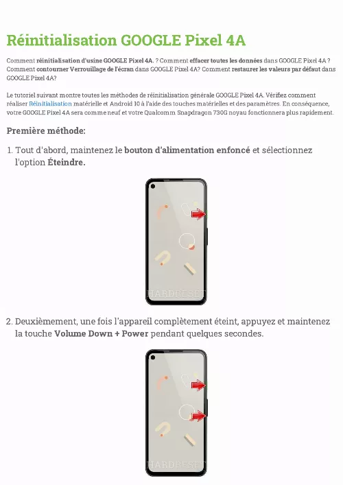 manuel utilisation google pixel 4a