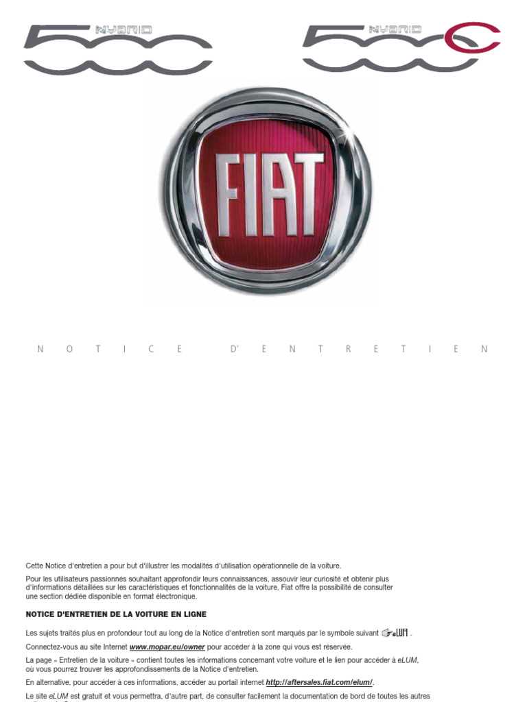 manuel utilisation fiat 500 électrique