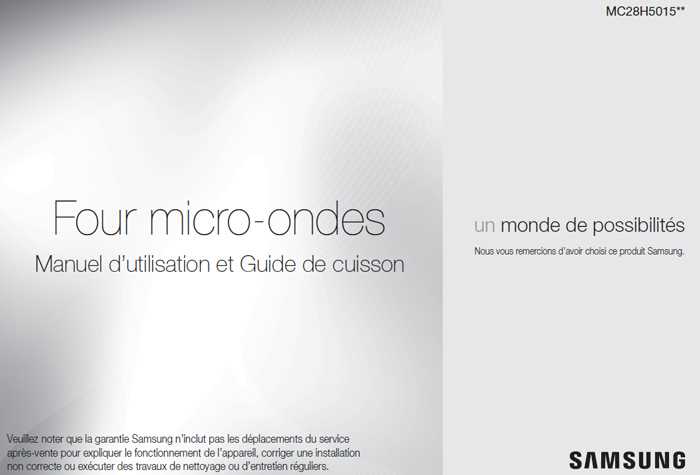 manuel utilisation micro onde samsung