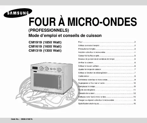 manuel utilisation micro onde samsung